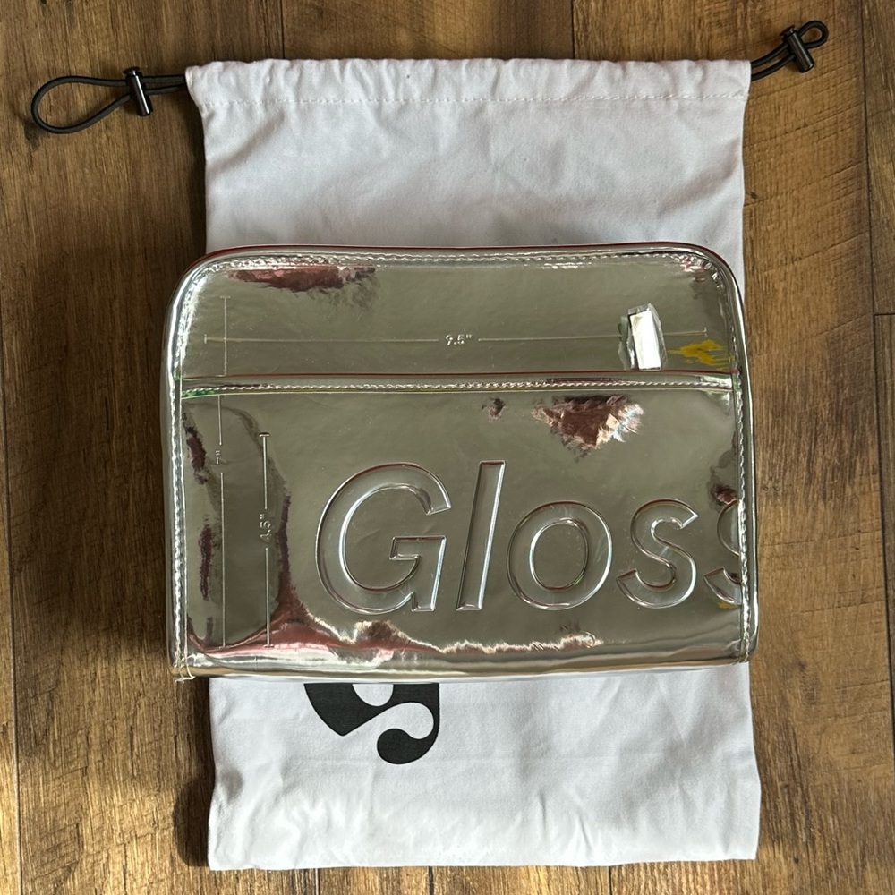 Glossier Silver/Chrome Beauty Bag